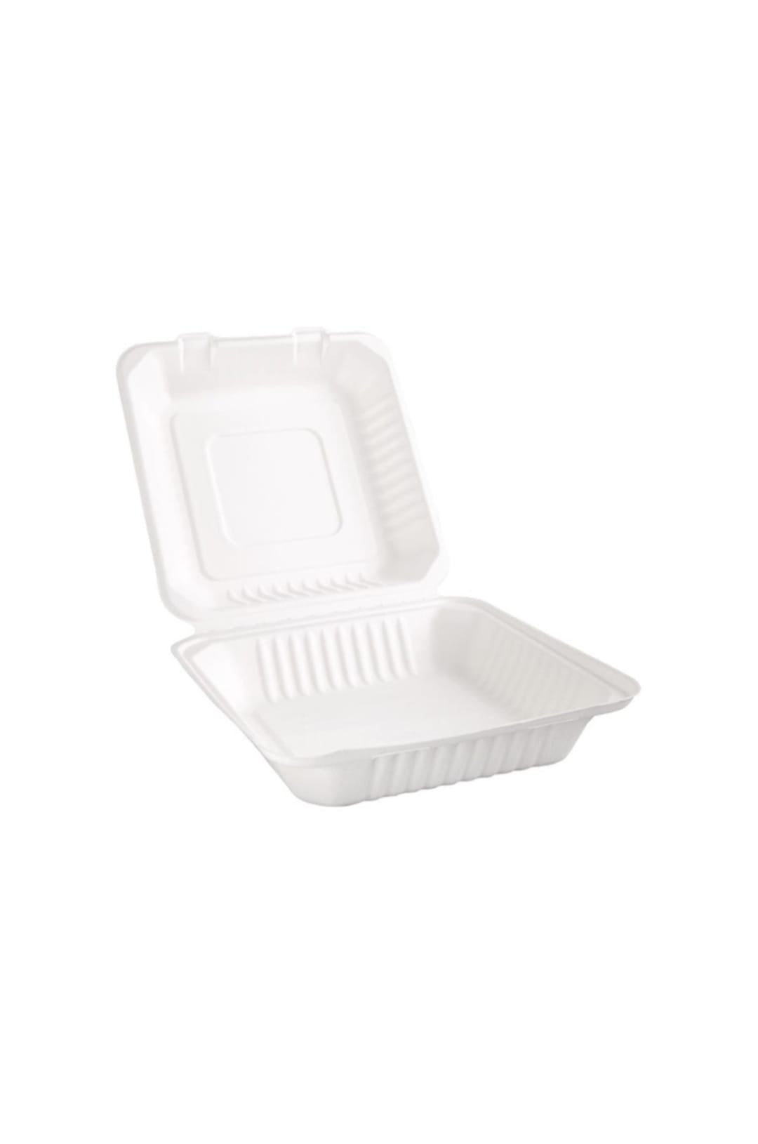 BAGASSE MEAL BOX 9X9" WHITE 2X100