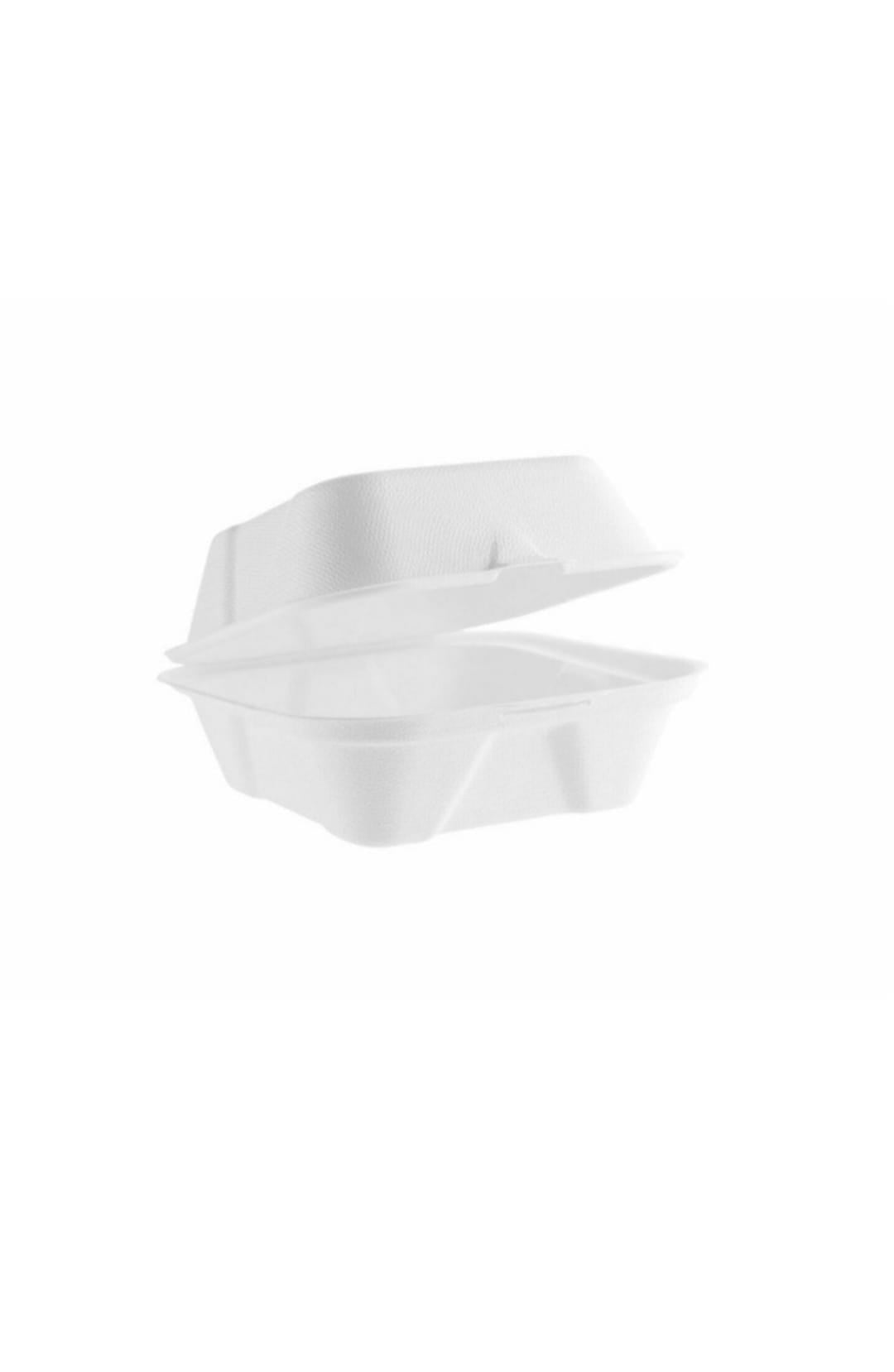 BAGASSE BURGER BOX 6`` WHITE(HB6) 152X78MM 4X125